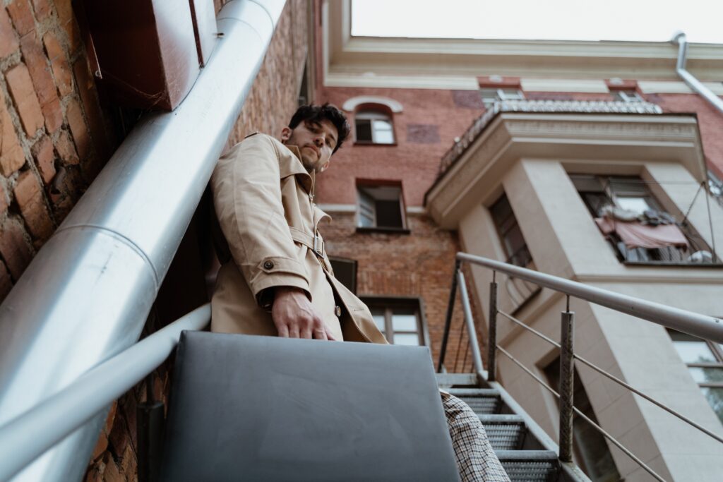 Man on stairs with briefcase